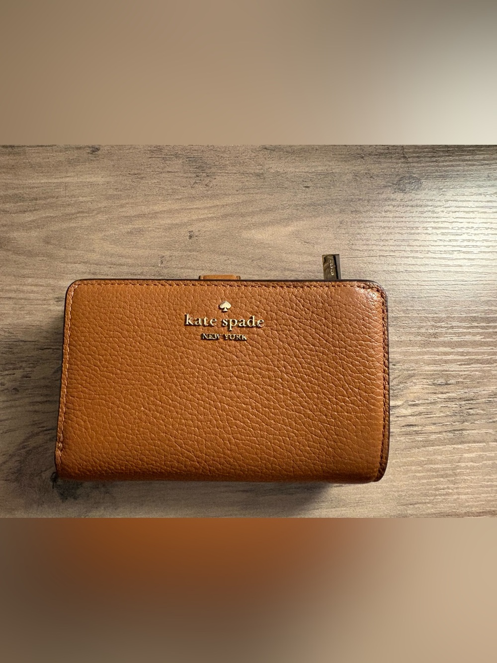 kate spade Brown Pebbled Leather Zip Wallet
